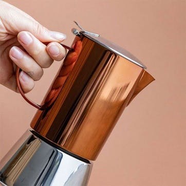 Polished Stainless Steel Stovetop Espresso Maker 200ml, Copper