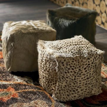 Chyangra Goat Hair Floor Cushion, Cheetah