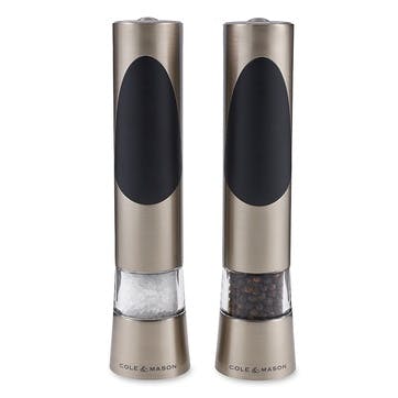 Richmond  Electric Salt & Pepper Mill Set 21cm Brushed Metal