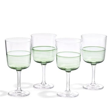 1815 Glass Set of 4 Wine Glasses 350ml, Green