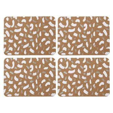 Terrazzo Set of 4 Cork Placemats 29 x 21.5cm, Natural/White