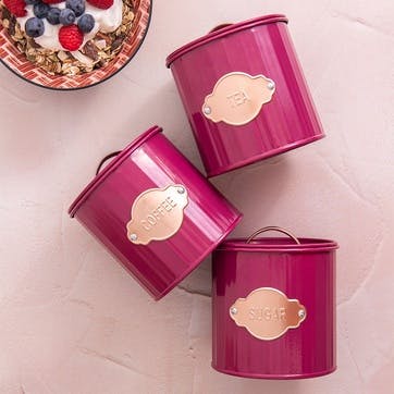 Storage Canisters 3 Piece Set , Burgundy