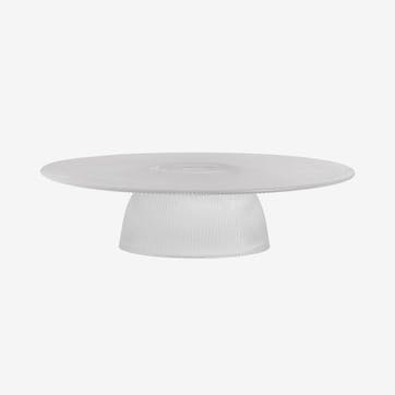 Ribbed Glass Cake Stand, D30cm, Clear