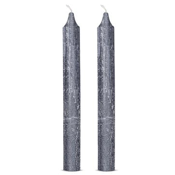 Rustic Set of 2 Dinner Candles H20.5cm, Charcoal