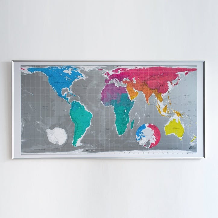 Huge Future Map- Blue/Emerald/Pink/Yellow, Framed