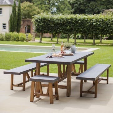 Chilson Table and Bench Set, Large, Cement Fibre