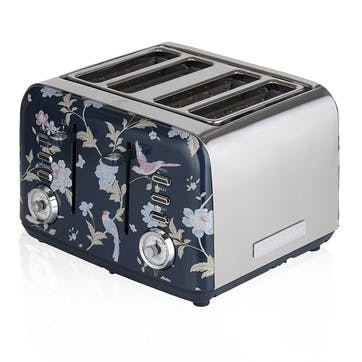 Laura Ashley 4 Slice Toaster, Elveden Blue & Silver