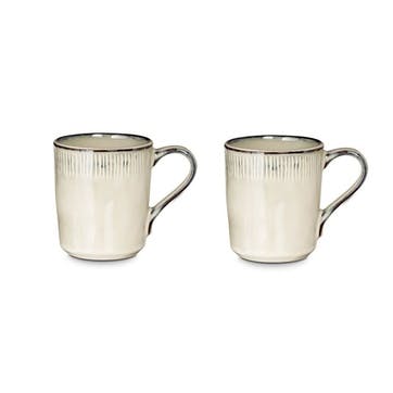 Malia Set of 2 Mugs 380ml, Cream