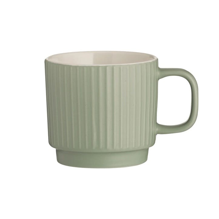 Embossed Line Mug H8.5 x W9.5 x L13, Green