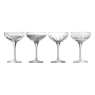 Mixology Set of 4 Coupe Glasses 280ml, Clear