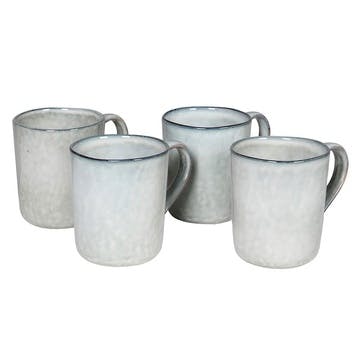 Flax Set of 4 Mugs, White