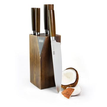 Tacoma 5 Piece Knife Block Set, Walnut