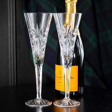 Kintyre Set of 2 Champagne Flutes 170ml, Clear