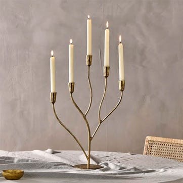 Palani Statement Candelabra, Antique Brass