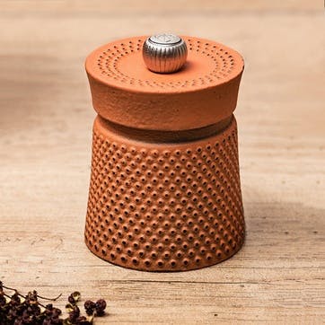 Bali Font Cast Iron Pepper Mill, Orange