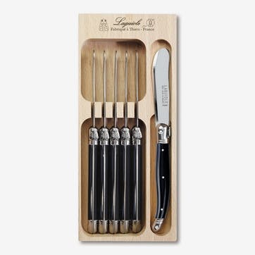 Set of 6 Butter Knives in Tray , Black