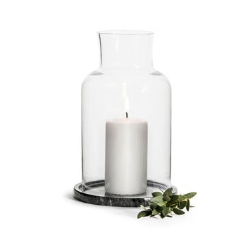 Candle Holder With Marble Base, Natural