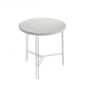 Metal, Small Marble Table, White