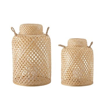 Madalin Set of 2 Lanterns , Bamboo