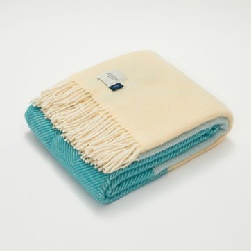 Blanket, 130 x 250cm, Atlantic Blankets, Noon Tides, turquoise/blue/cream wool
