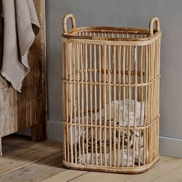 Rammi Rattan Tall Laundry Basket, Natural