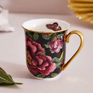 Mug Black, Floral