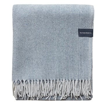 Herringbone Wool Blanket  145 x 190cm, Charcoal Herringbone