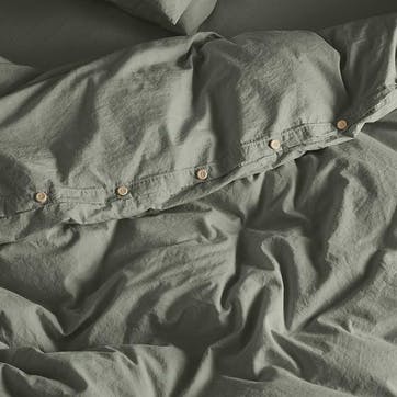 Relaxed Cotton Super King Duvet Cover, Moss