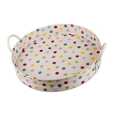 Handled Tray, Polka Dots, 39cm