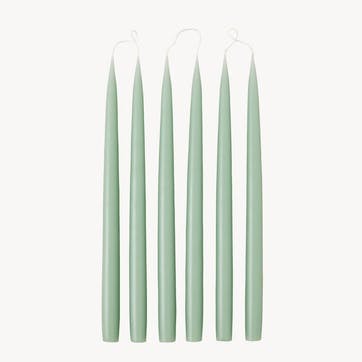 Set of 6 Tapered Dinner Candles H35cm, Sage Green
