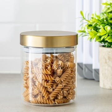 Metallics Airtight Small Glass Food Storage Jar with Brass Lid