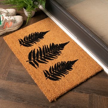Fern Leaf Doormat 60 x 40cm, Natural & Black