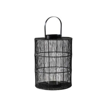 Portofino Wirework Lantern with Glass Insert H34cm, Black