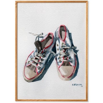 The Sneakers Framed Print 30 x 40cm, White