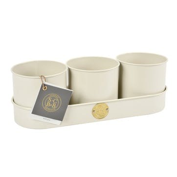 Set of 3 Herb Pots, Buttermilk