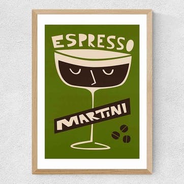 Fox and Velvet Espresso Martini Art Print H44 x W35.5cm, Green