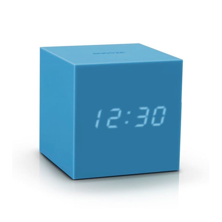 Gravity Cube Click Clock, 7.5cm, Sky Blue