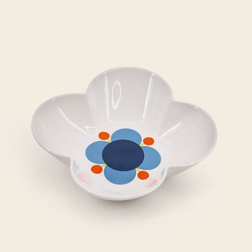 Atomic Flower Flower Shaped Serving Bowl 27cm, White/Navy