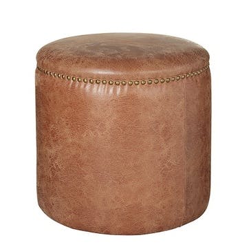 Costellini Leather Ottoman, Aged Tobacco