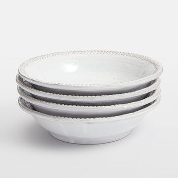 Hillcrest, Set of Four Pasta Bowls, White