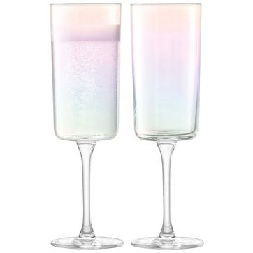 Iridescence Set of 2 Champagne Flutes 210ml, Mother of Pearl