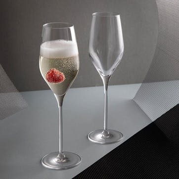 Mr & Mrs Wine & Bar Set of Two Flutes, 260ml, Clear