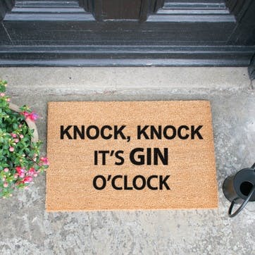 Gin O'Clock Doormat, Black