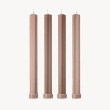 Roma Set of 4 Dinner Candles H27cm, Mauve