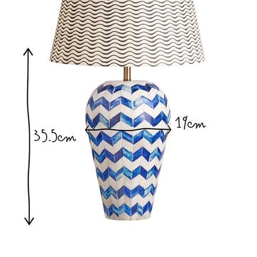 Ziggy Natural Bone Table Lamp H35.5cm, Blue