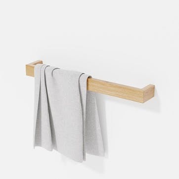 Slimline Sinlge Towel Rail L60cm, Natural Oak
