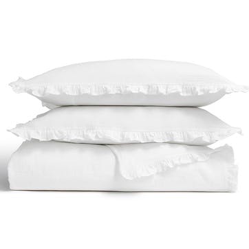 Organic Retreat Ruffle Duvet Set, Double, White