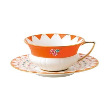 Wonderlust Peony Diamond Teacup & Saucer