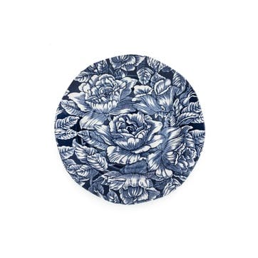 Ink Blue Hibiscus Plate, D19cm