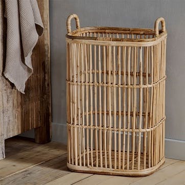 Rammi Rattan Tall Laundry Basket, Natural